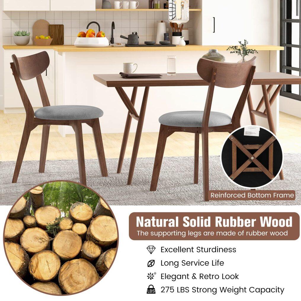 KOMFOTT Dining Chairs Set of 2/4, Mid-Century Modern Kitchen & Dining Chairs with Curved Back and Cushioned Seat