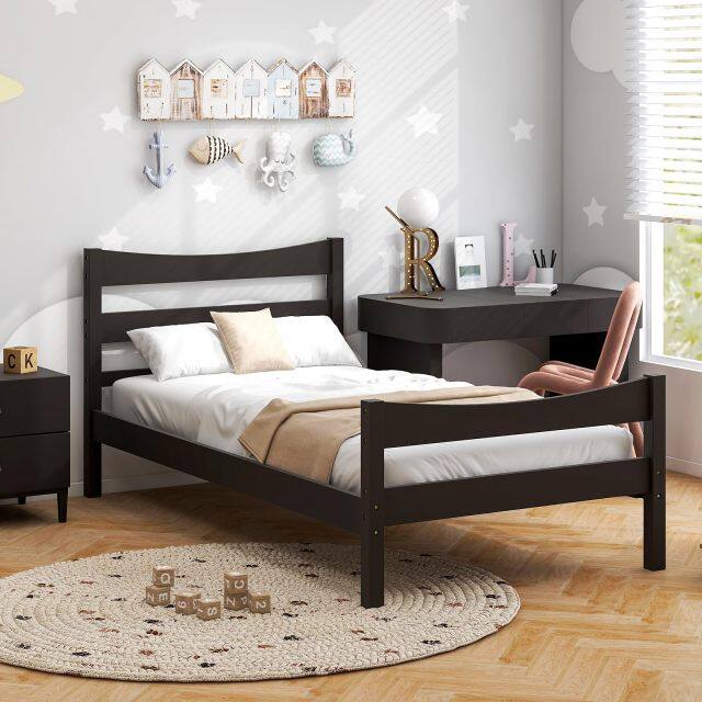 KOMFOTT Wood Twin Bed Frames with Headboard