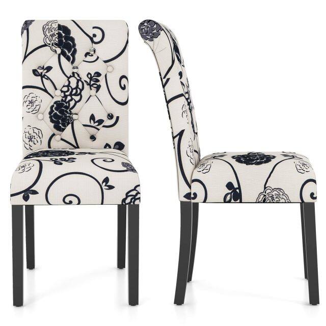 KOMFOTT Upholstered Accent Dining Chairs Set of 2/4 with Adjustable Anti-Slip Foot Pads, High Back, Sturdy Wood Legs