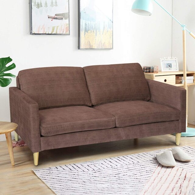 KOMFOTT Modern Upholstered Fabric Accent Futon Sofa Bed w/Wood Leg and Armrest