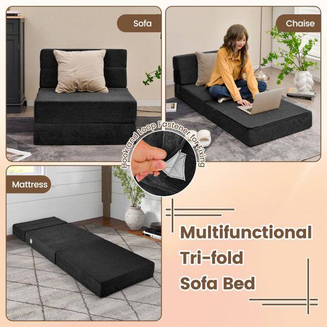 KOMFOTT Folding Floor Sofa Bed, Convertible Sleeper Chair Bed