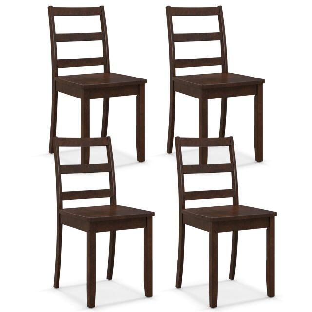 KOMFOTT Wood Dining Chairs Set of 2/4 with Solid Rubber Wood Legs, Non-Slip Foot Pads