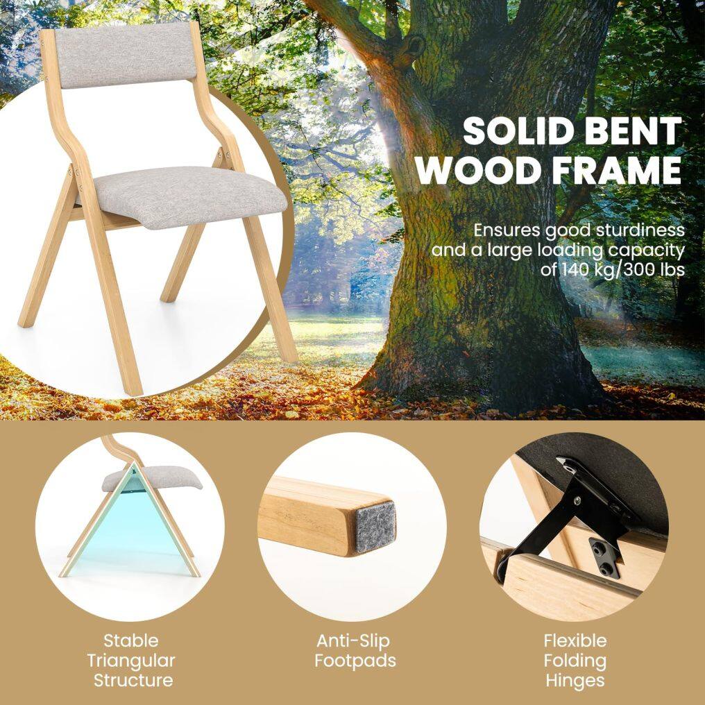 KOMFOTT Folding Dining Chairs Set of 2/4, No Assembly Required