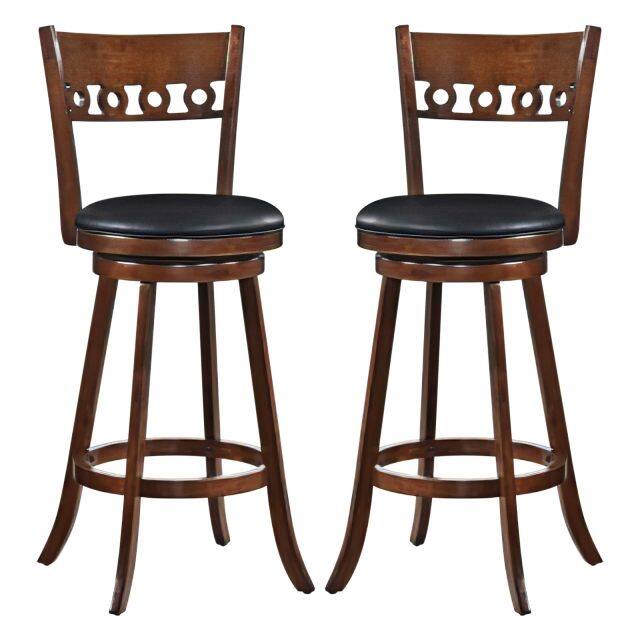 KOMFOTT Swivel Bar Stools Set of 2/4, Bar Chairs with Back, Rubber Wood Frame