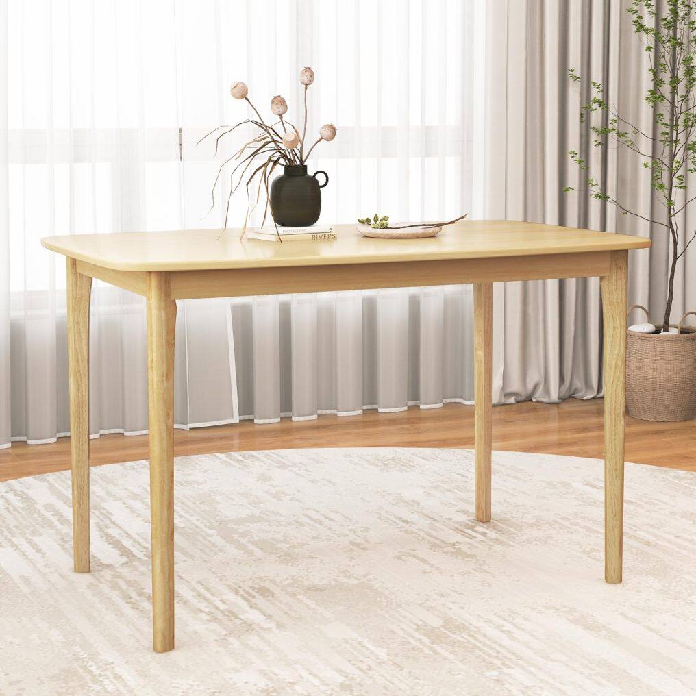 KOMFOTT 48" Rectangular Wooden Dining Table with Solid Rubber Wood Legs