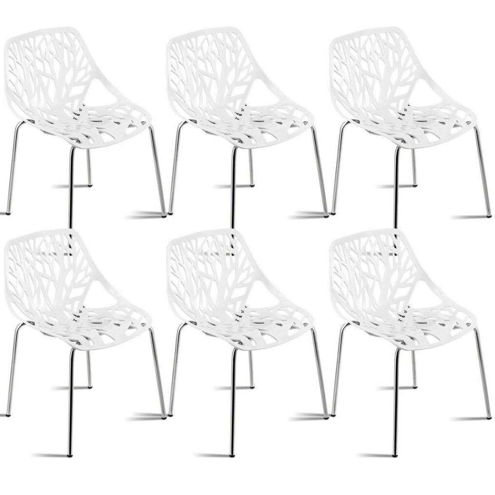 KOMFOTT Set of 6 Modern Stackable Dining Chairs with Plastic Feet Pads