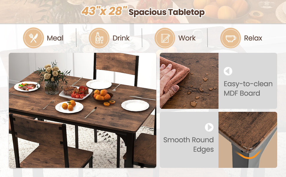 spacious tabletop