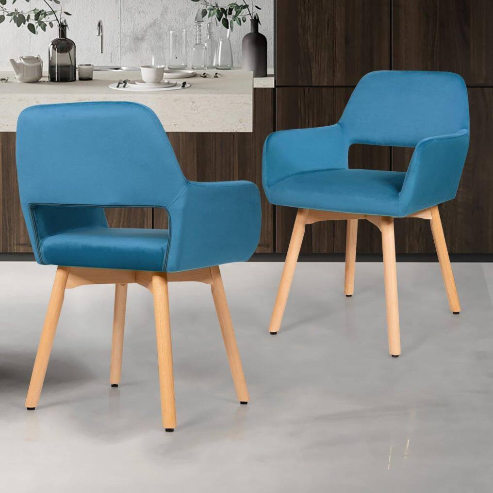 KOMFOTT Set of 2/4 Velvet Dining Chairs, Modern Leisure Accent Living Room Chair