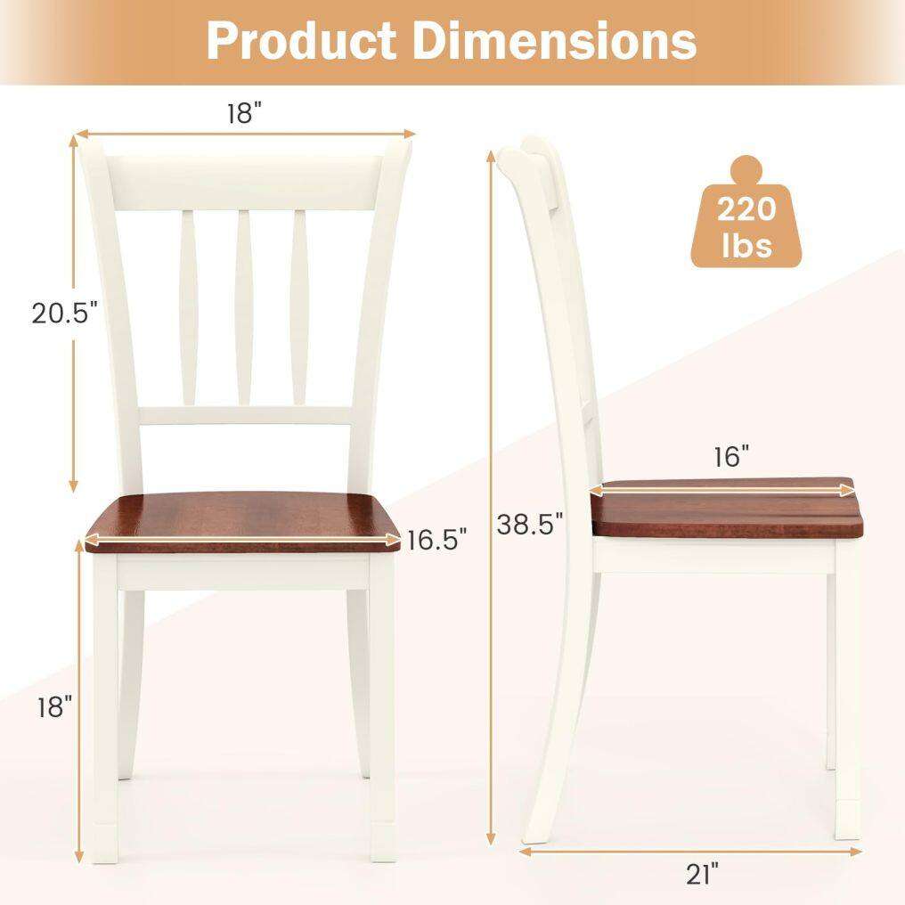 KOMFOTT Set of 2/4 Wood Solid Rubber Wood Armless Dining Chairs with Non-Slip Foot Pads