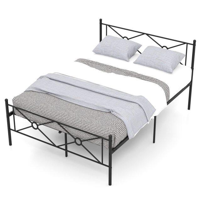 KOMFOTT Metal Bed Frame with Headboard & Footboard, Stable Structure