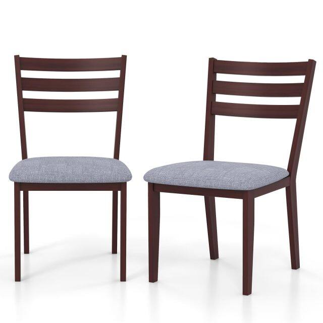 KOMFOTT Wood Dining Chairs Set of 2/4, Upholstered Kitchen Chair with Solid Rubber Wood Frame