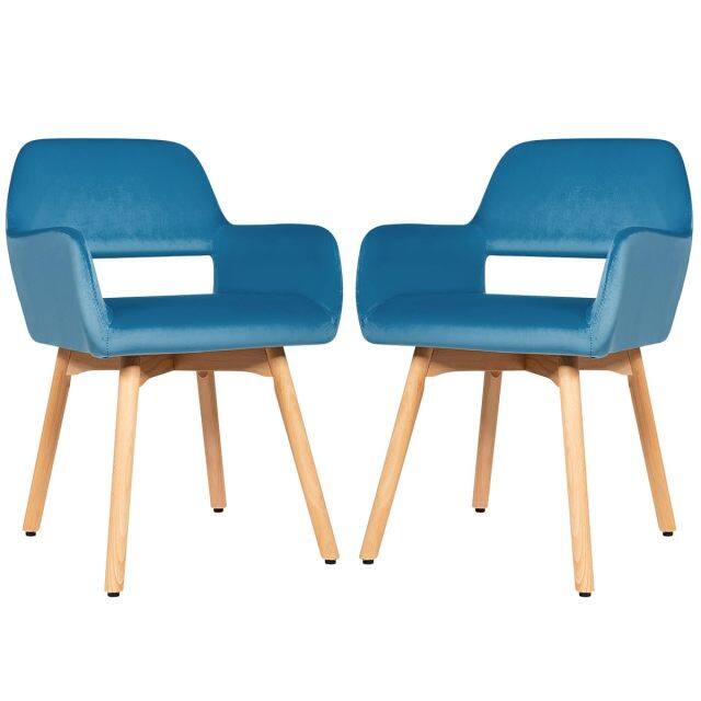 KOMFOTT Set of 2/4 Velvet Dining Chairs, Modern Leisure Accent Living Room Chair