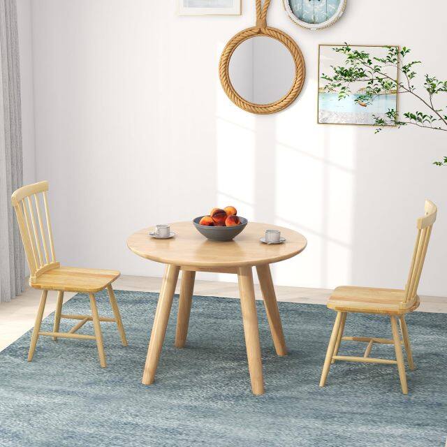 KOMFOTT Wood Dining Chairs Set of 2/4, Solid Wood Windsor Dining Chair with Wide Seat