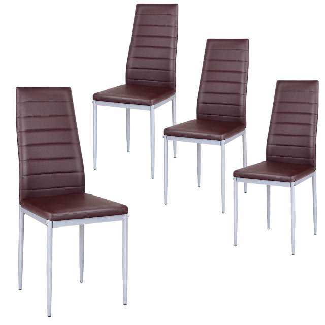 KOMFOTT PU Leather Dining Chairs Set of 4, Upholstered Side Chairs w/Ergonomic High Backrest & Steel Frame