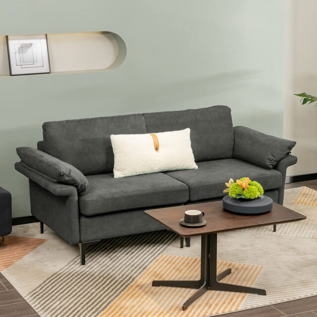 KOMFOTT 72.5" Loveseat Sofa Couch, Modern Love Seat with Removable Armrest Pillows