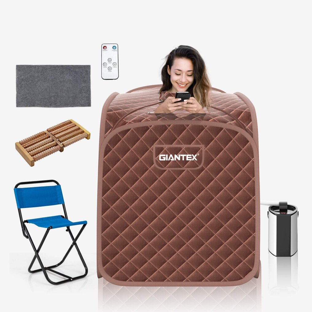 KOMFOTT Portable 3L Therapeutic Steam Sauna with Blast-Proof Remote Control, 9-Level Adjustable Temperature & Timer