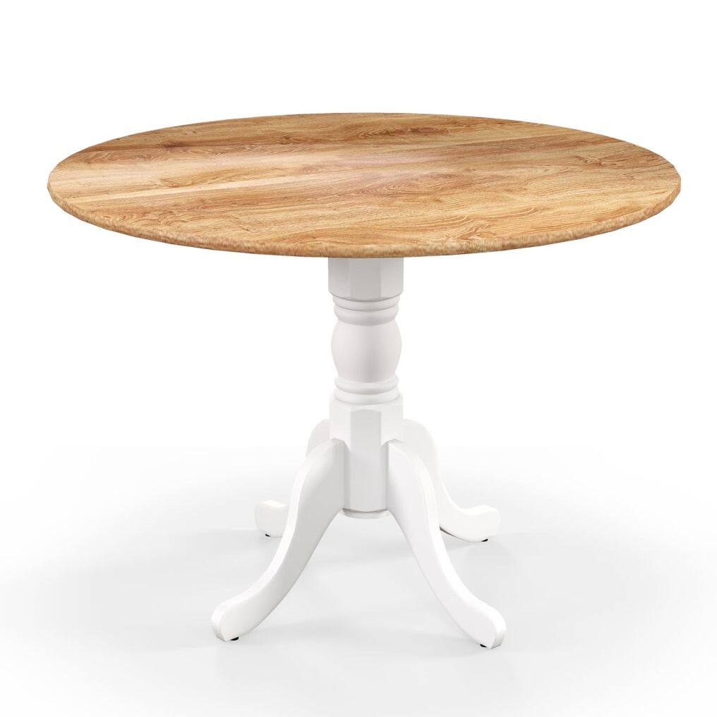 KOMFOTT Wood Round Dining Table for 4 People with Round Tabletop & Curved Trestle Legs