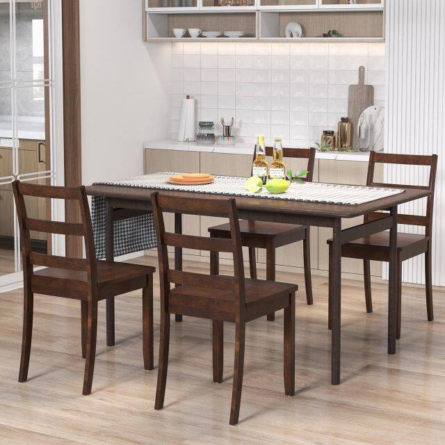 KOMFOTT Wood Dining Chairs Set of 2/4 with Solid Rubber Wood Legs, Non-Slip Foot Pads