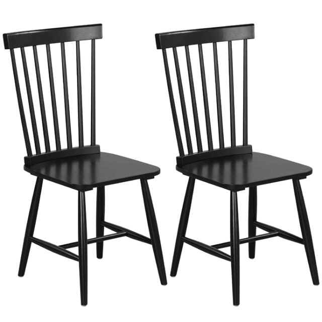 KOMFOTT Wood Dining Chairs Set of 2/4, Solid Wood Windsor Dining Chair with Wide Seat