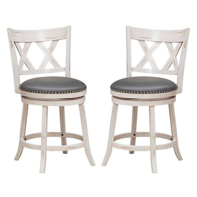 KOMFOTT 25.5" Bar Stools Set of 2/4, Swivel Counter Height Stools with Back, 20" Wide Padded Seat, Rubber Wood Frame