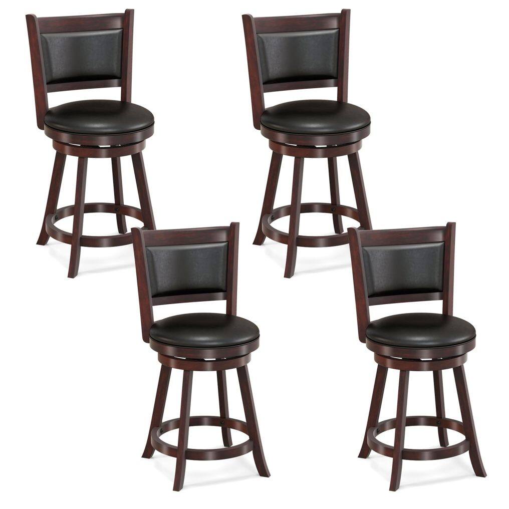 KOMFOTT Bar Stools Set of 2/4 360 Degree Swivel, Accent Wooden Swivel Seat Counter Height Bar Stool