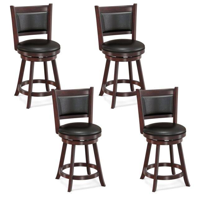 KOMFOTT Bar Stools Set of 2/4 360 Degree Swivel, Accent Wooden Swivel Seat Counter Height Bar Stool