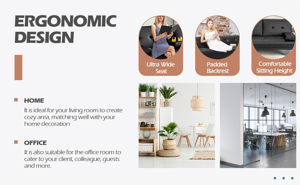 Modern Convertible Futon Sofa Bed