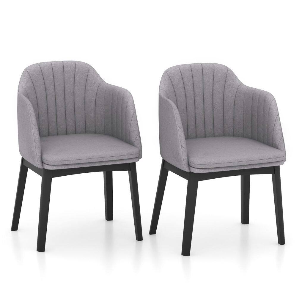 KOMFOTT Modern Dining Chairs Set of 2/4, Upholstered Velvet Accent Chairs w/Curved Backrests & Rubber Wood Legs