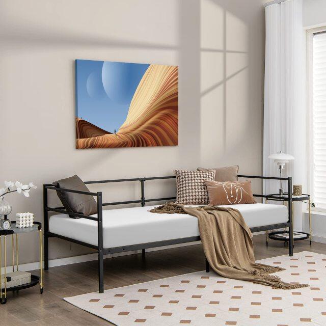 KOMFOTT Metal Twin Daybed with Heavy Duty Slat Support, Space Saving Sofa Bed