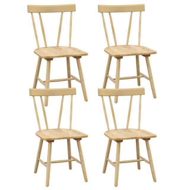KOMFOTT Set of 2/4 Windsor Chairs, Rubber Wood Dining Chairs with Spindle Back