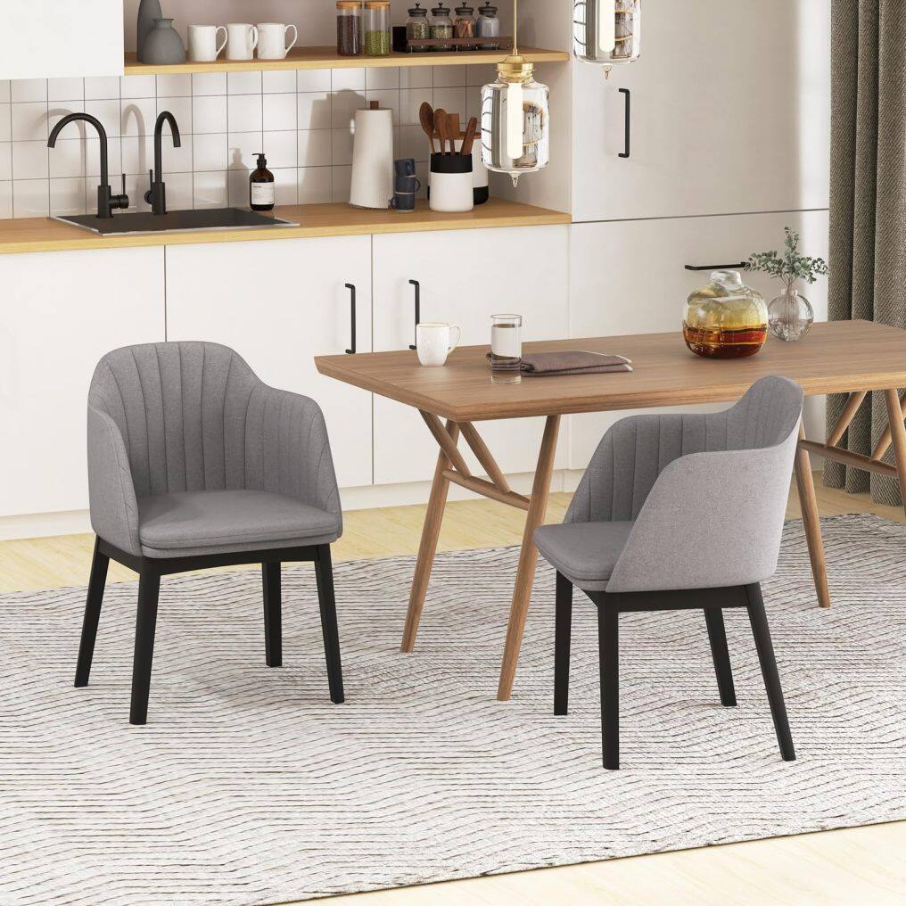 KOMFOTT Modern Dining Chairs Set of 2/4, Upholstered Velvet Accent Chairs w/Curved Backrests & Rubber Wood Legs