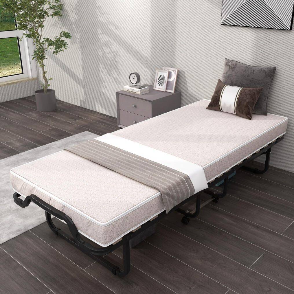 KOMFOTT Twin Size Folding Rollaway Bed with Mattress for Adults