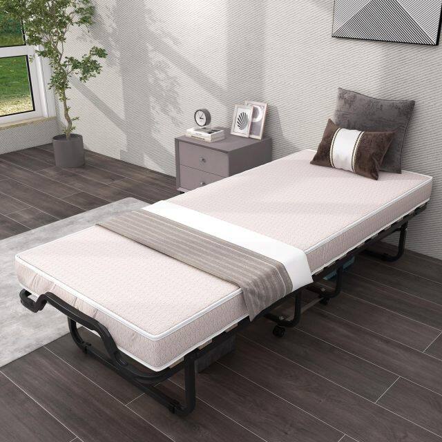 KOMFOTT Twin Size Folding Rollaway Bed with Mattress for Adults