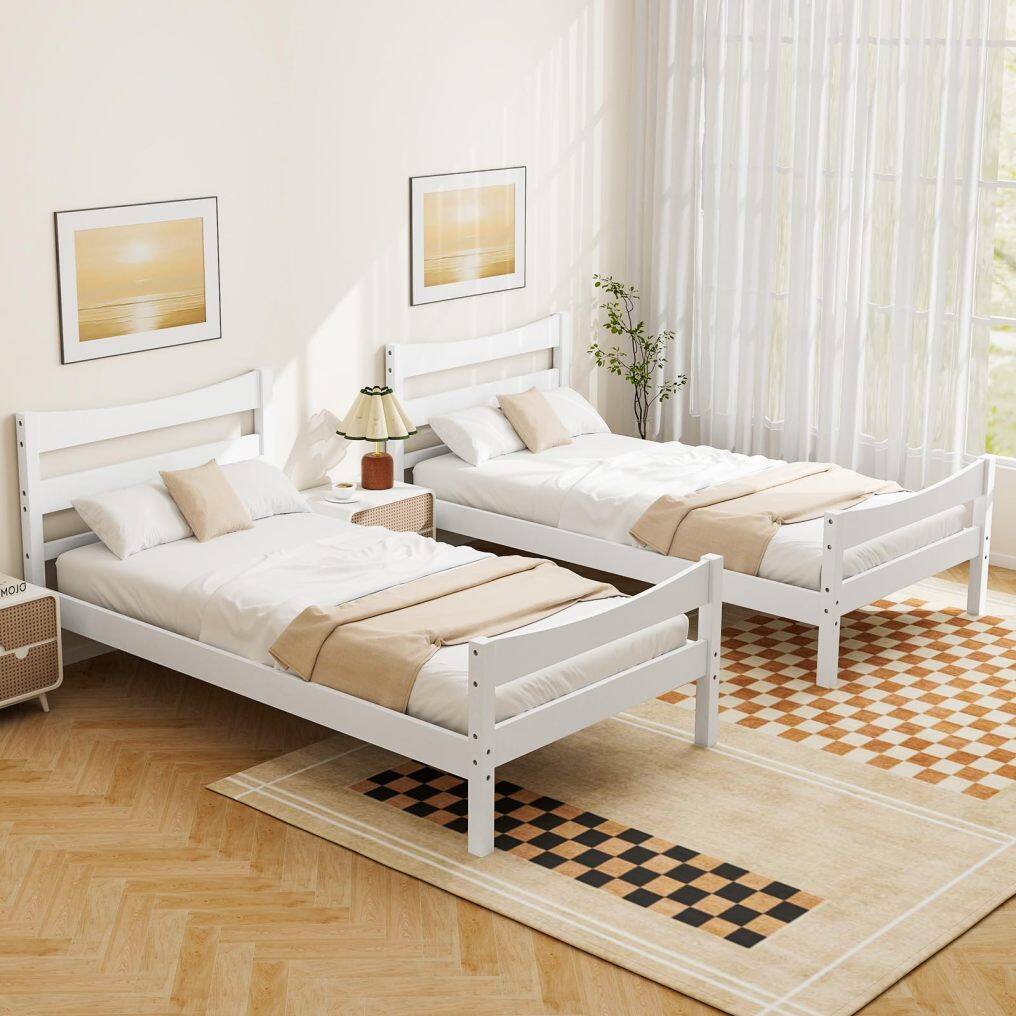KOMFOTT Wood Twin Bed Frames with Headboard
