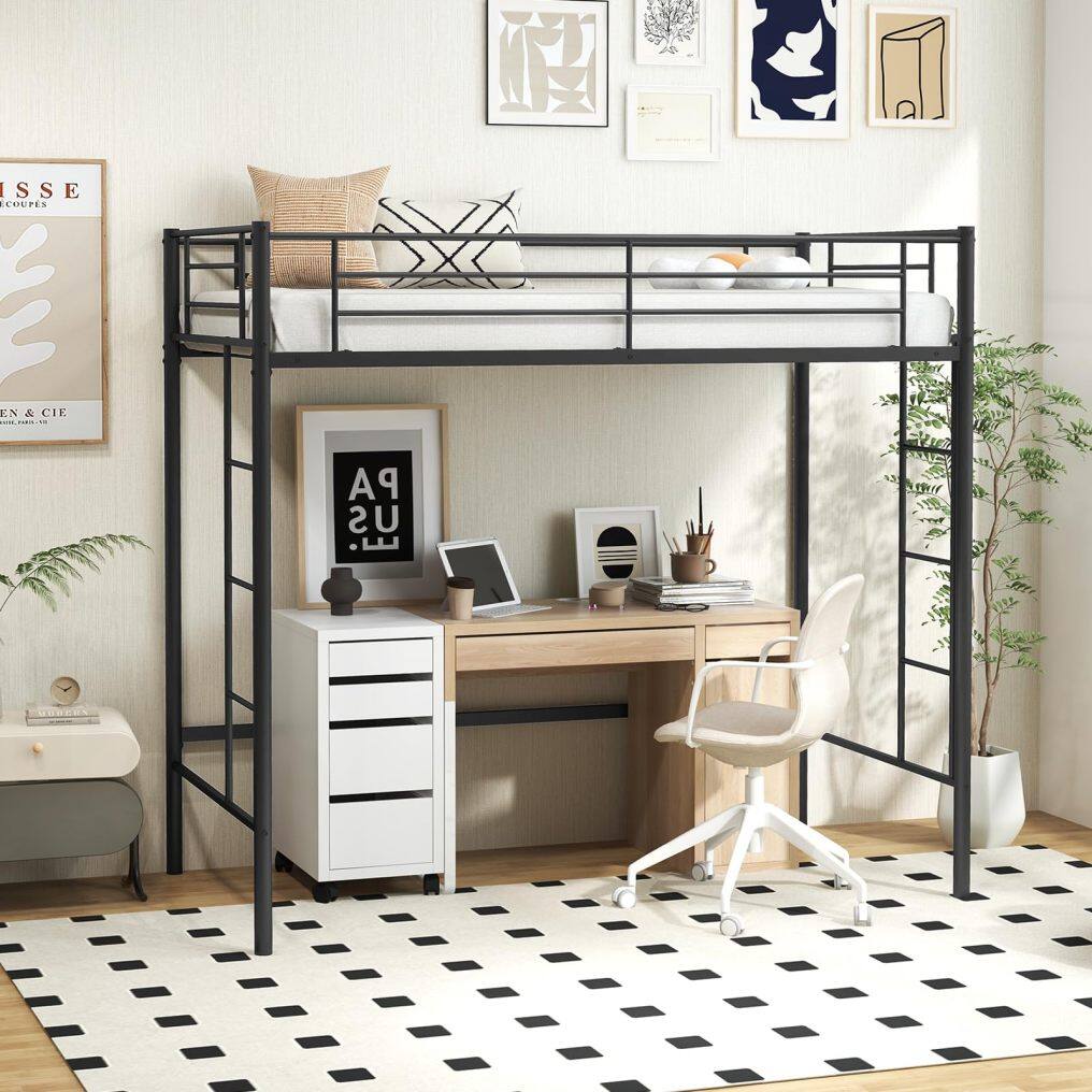 KOMFOTT Metal Loft Bed Frame Twin Size