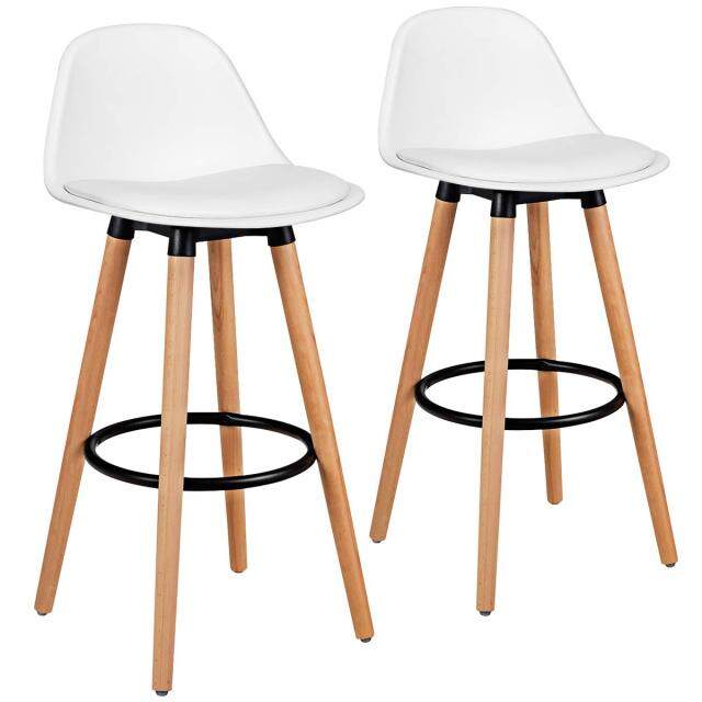 KOMFOTT Bar Stools Set of 2/4, Modern Armless Kitchen Stool with Soft PU Leather Seat