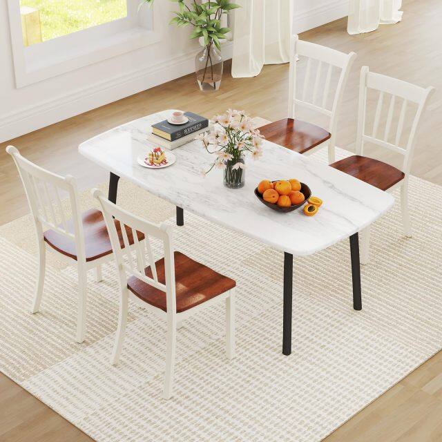 KOMFOTT Set of 2/4 Wood Solid Rubber Wood Armless Dining Chairs with Non-Slip Foot Pads
