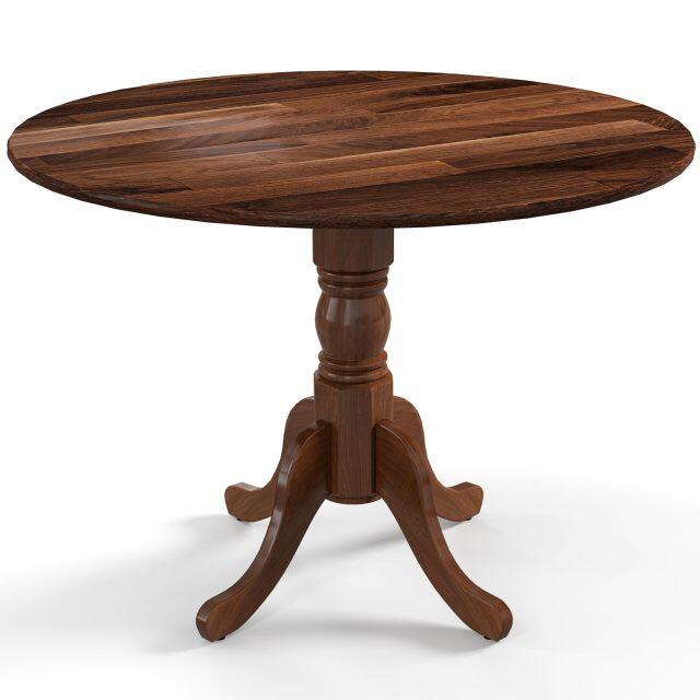 KOMFOTT Wood Round Dining Table for 4 People with Round Tabletop & Curved Trestle Legs