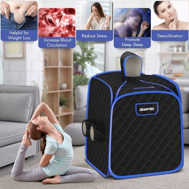 KOMFOTT Portable Folding 1 or 2 Person Steam Spa Sauna with Remote Control