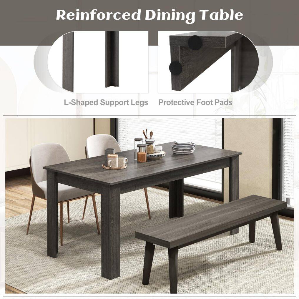 KOMFOTT Black Dining Table for 6, Wood Rectangular Table