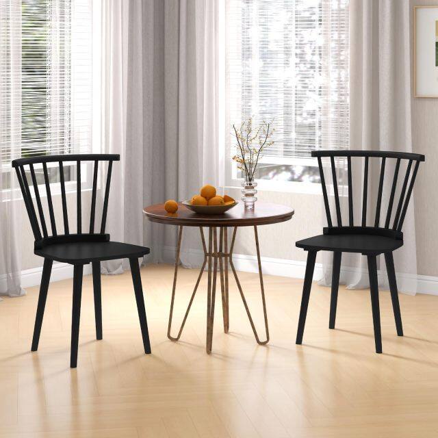 KOMFOTT Wood Dining Chairs Set of 2/4, Windsor Dining Chairs with High Spindle Back