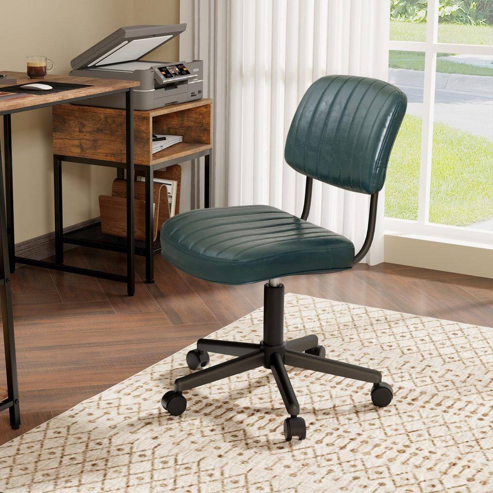 KOMFOTT Leather Height Adjustable Office Chair, Retro Swivel Rolling Task Chair