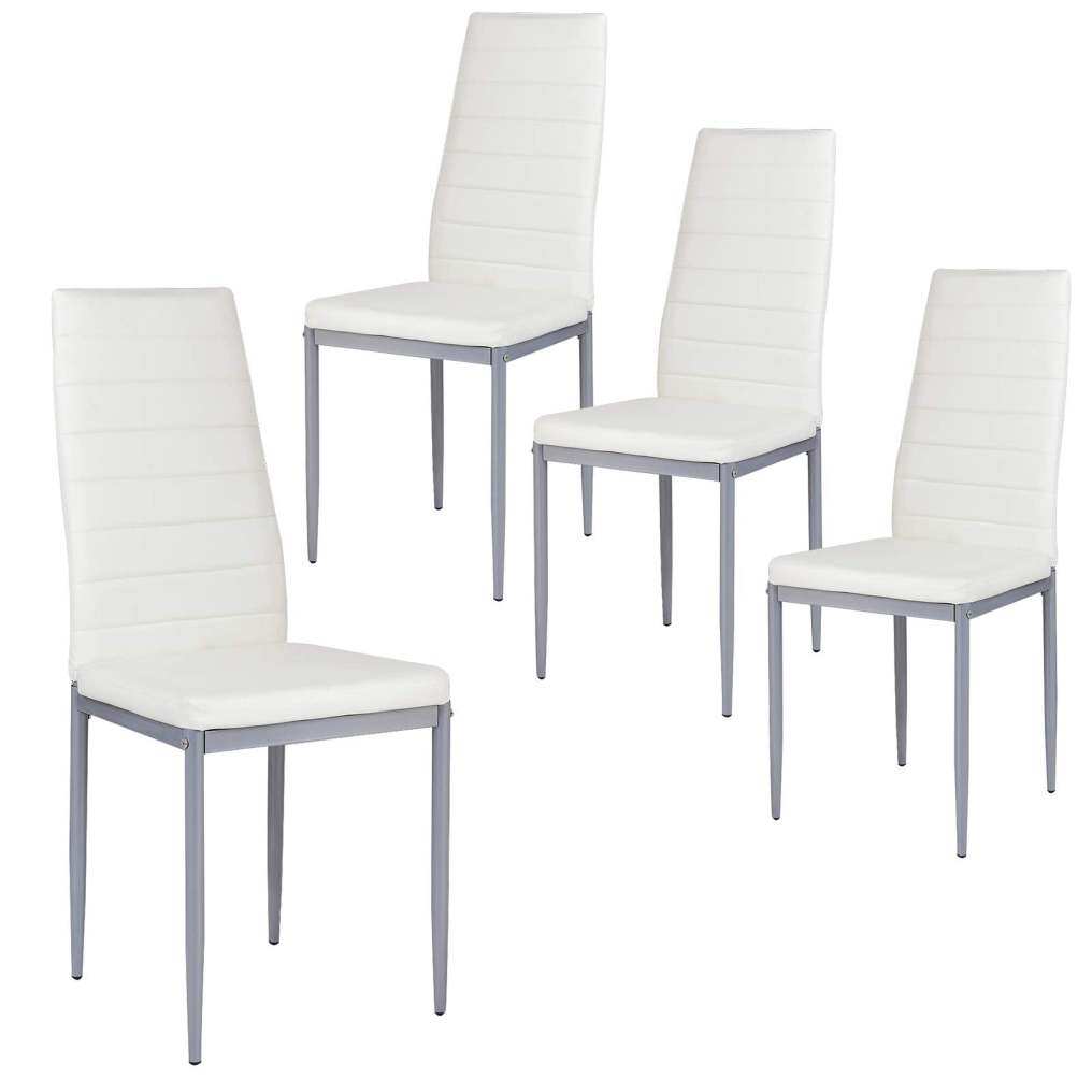 KOMFOTT PU Leather Dining Chairs Set of 4, Upholstered Side Chairs w/Ergonomic High Backrest & Steel Frame