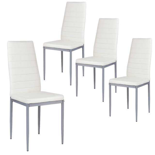 KOMFOTT PU Leather Dining Chairs Set of 4, Upholstered Side Chairs w/Ergonomic High Backrest & Steel Frame