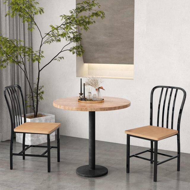 KOMFOTT Dining Chairs Set of 2/4 with Slat Back, Solid Metal Frame