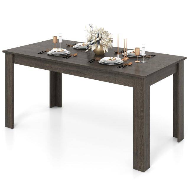 KOMFOTT Black Dining Table for 6, Wood Rectangular Table