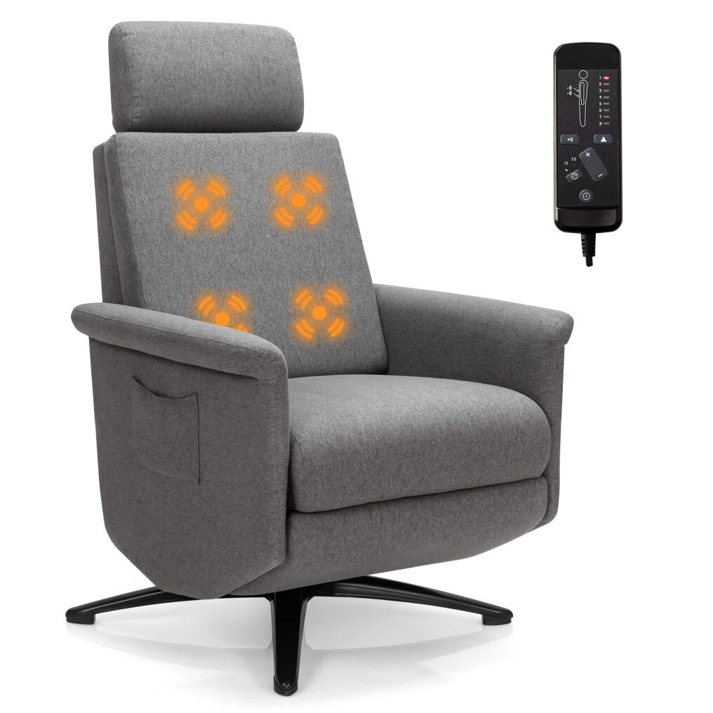 KOMFOTT Recliner Chair with Vibration Massage & Remote Control , 360 Degree Swivel Reclining Sofa Chair