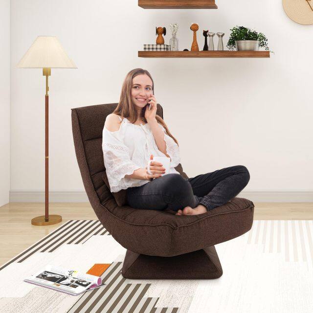 KOMFOTT Adjustable Swivel Floor Chair, 5 Position Video Game Chair with Massage Lumbar Pillow, Swivel Base, Steel Frame