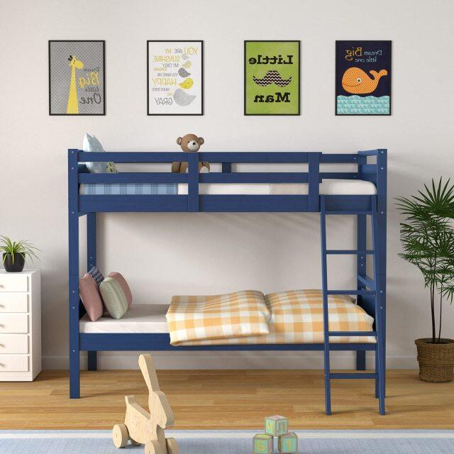 KOMFOTT Twin-Over-Twin Wood Bunk Bed, Multifunction Convertible 2 Individual Beds