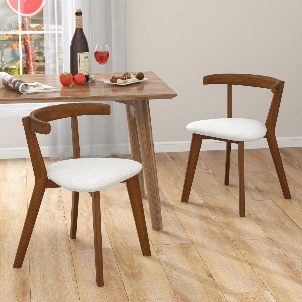 KOMFOTT Wooden Dining Chairs Set of 2/4, Farmhouse Hanging Kitchen Chairs w/Rubber Wood Frame, Padded Seat, Curve Back
